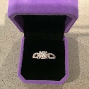 Ring, diamond with diamond accents, lab created, silver, Sz. 9.5